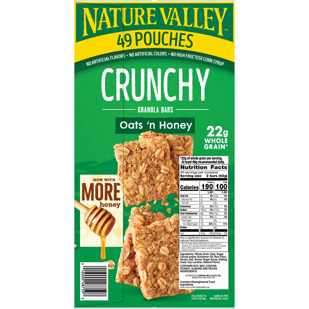 Nature Valley Crunchy Granola Bar, Oats 'n Honey, 1.49 oz, 49-count