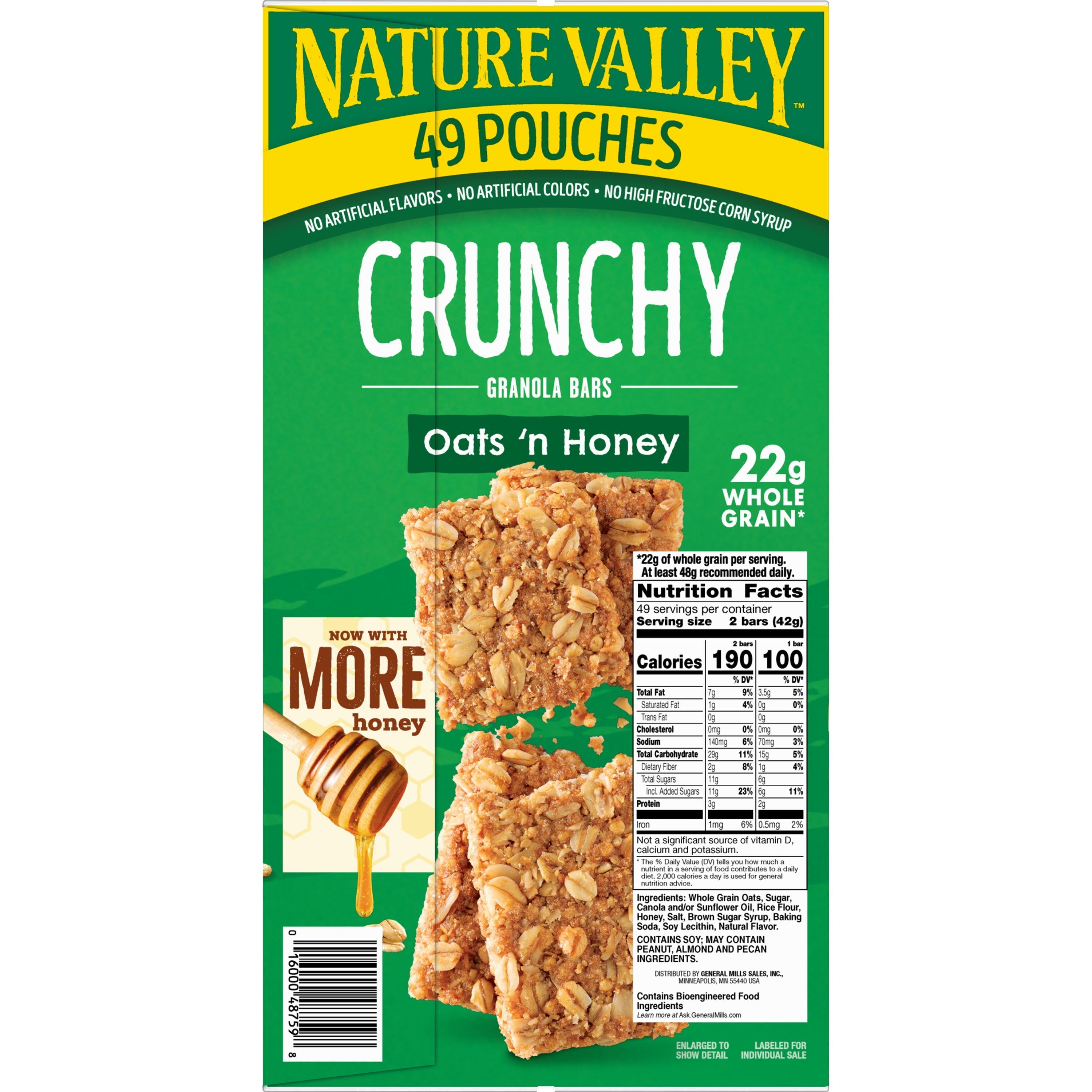 Nature Valley Crunchy Granola Bar, Oats 'n Honey, 1.49 oz, 49-count
