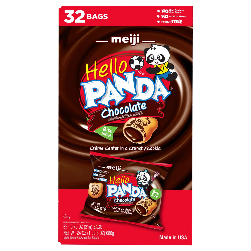 Meiji Hello Panda Chocolate Creme Filled Cookies, 0.75 oz, 32-count