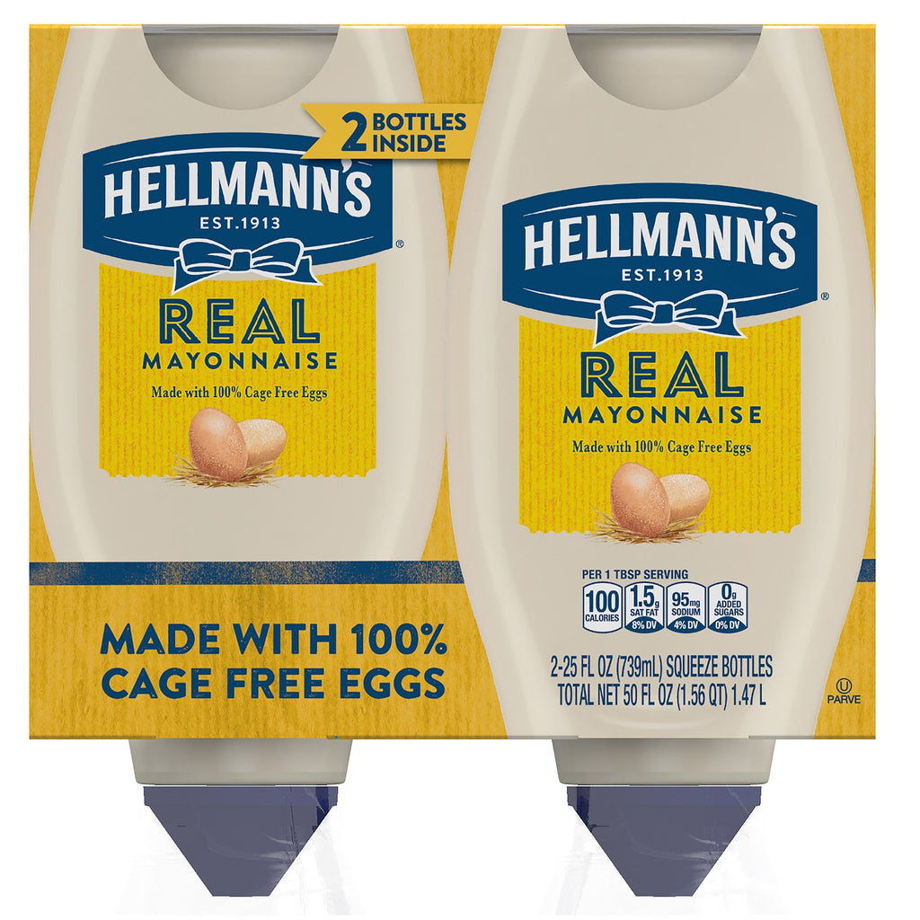 Hellmann's Real Mayonnaise, Squeeze Bottle, 25 fl oz, 2-count