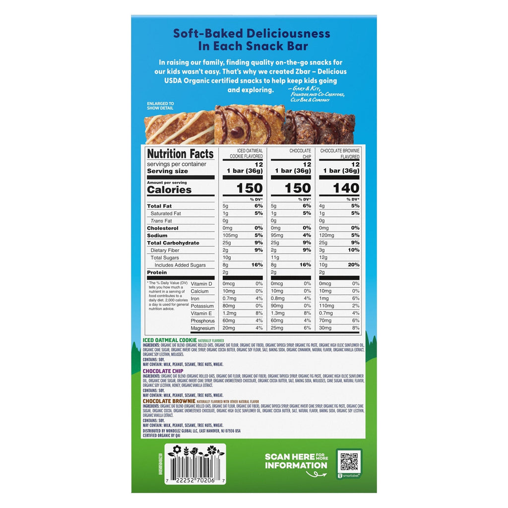 CLIF Kid Organic Zbar, Variety Pack, 1.27 oz, 36-count