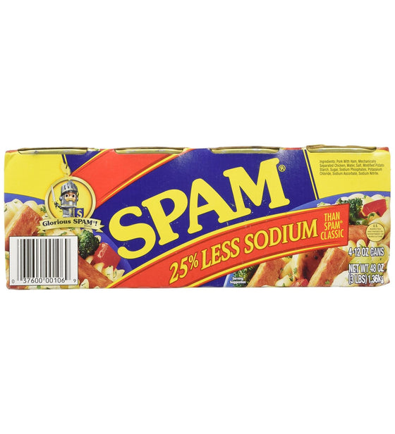 SPAM Canned Meat, 25% Less Sodium, 12 oz, 8-Count