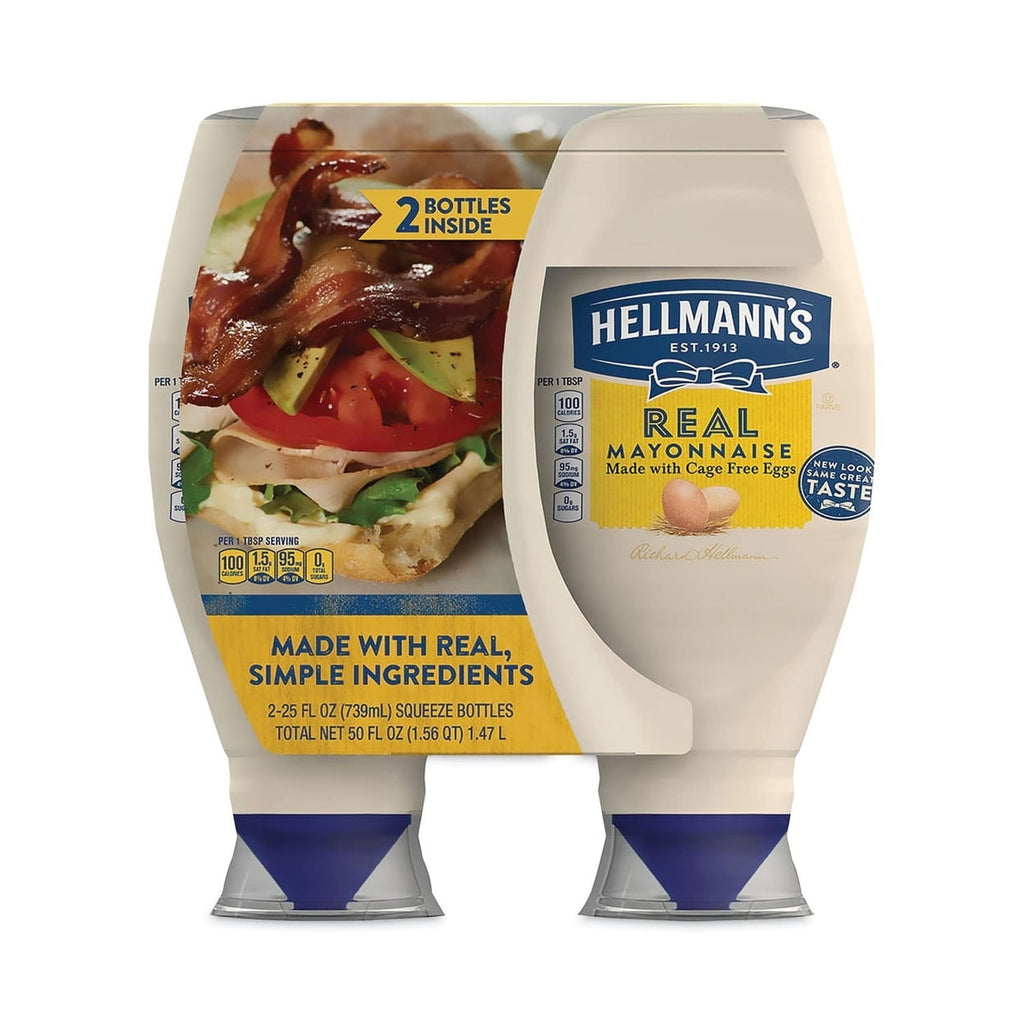 Hellmann's Real Mayonnaise, Squeeze Bottle, 25 fl oz, 2-count