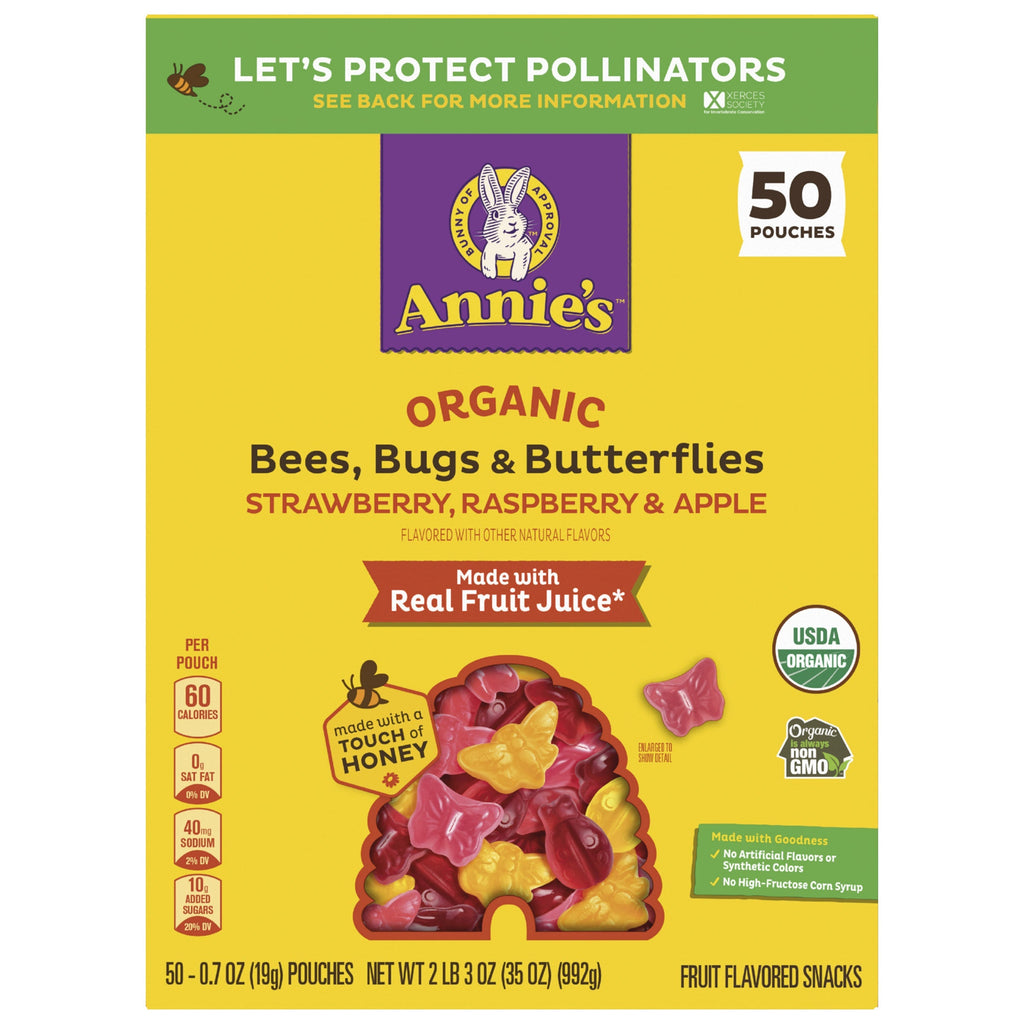 Annie's Organic Bees, Bugs & Butterflies Snacks, 0.7 oz, 50-count