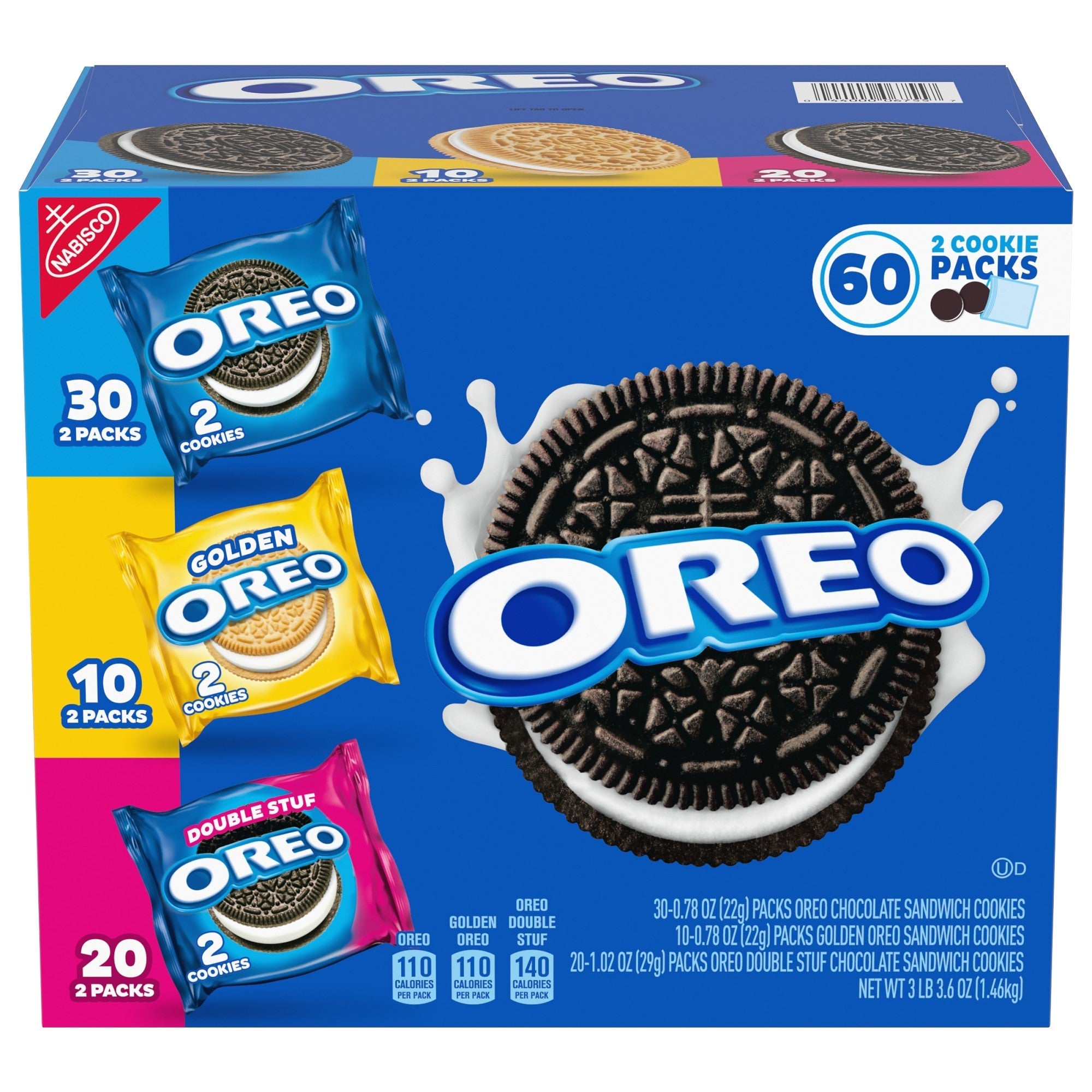 OREO Sandwich Cookies, Variety Pack, 60-count