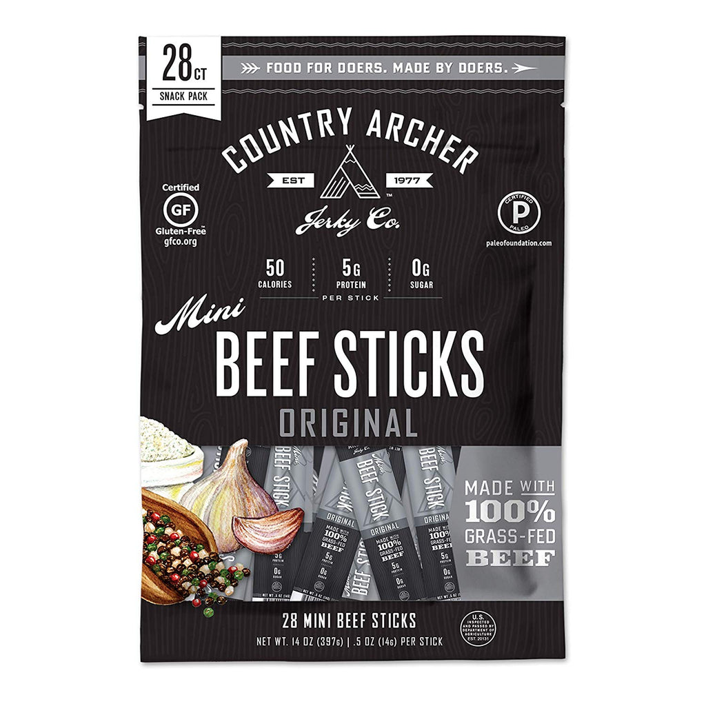 Country Archer Grass-Fed Beef Stick Minis Original, 0.5 oz, 28-Count