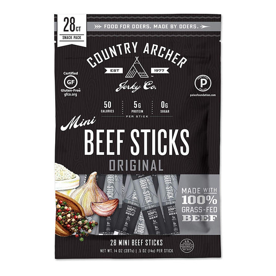 Country Archer Grass-Fed Beef Stick Minis Original, 0.5 oz, 28-Count