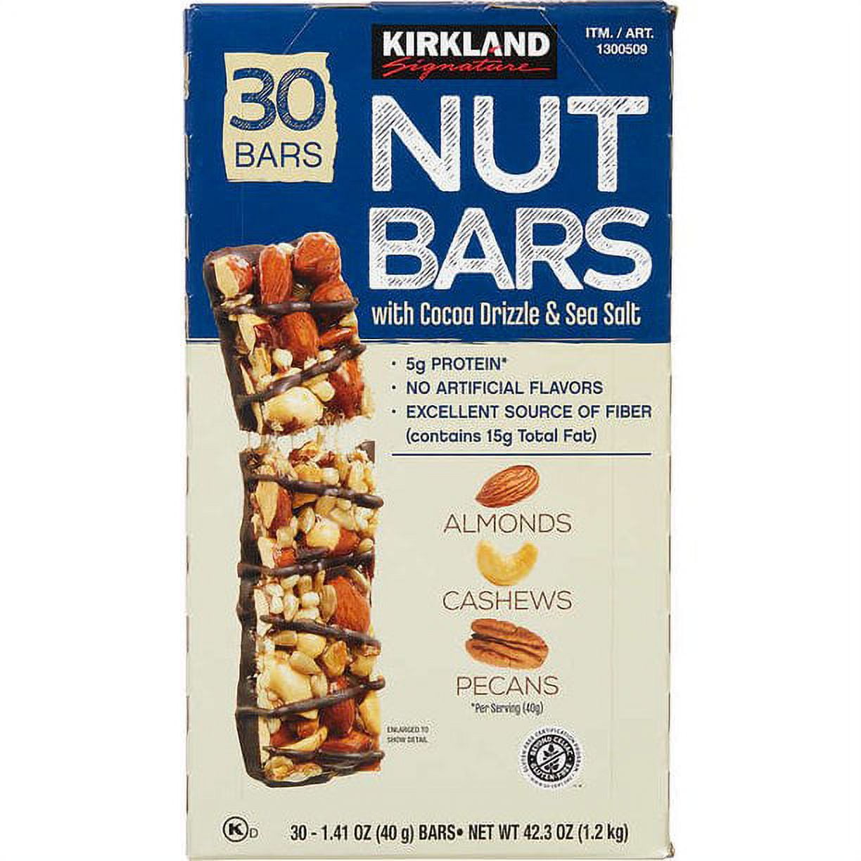 Nut Bars with Cocoa Drizzle & Sea Salt, 1.41 oz, 30-count