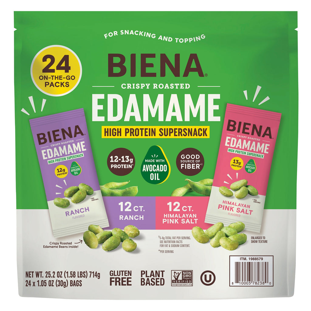 Biena Crispy Roasted Edamame Variety Pack, 1.05 oz, 24-count