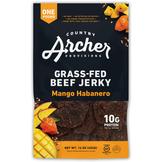 Country Archer Grass-Fed Beef Jerky, Mango Habanero, 16 oz