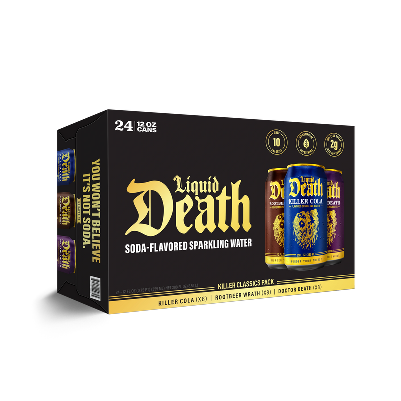 Liquid Death Soda-Flavored Sparkling Water, Variety Pack, 24-count