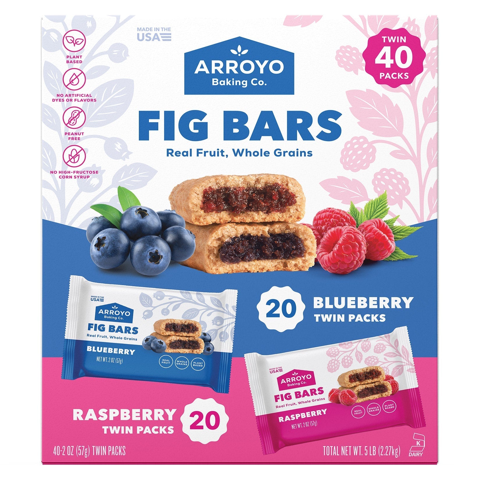 Arroyo Baking Co. Fig Bars, Variety Pack, 2 oz, 40-count