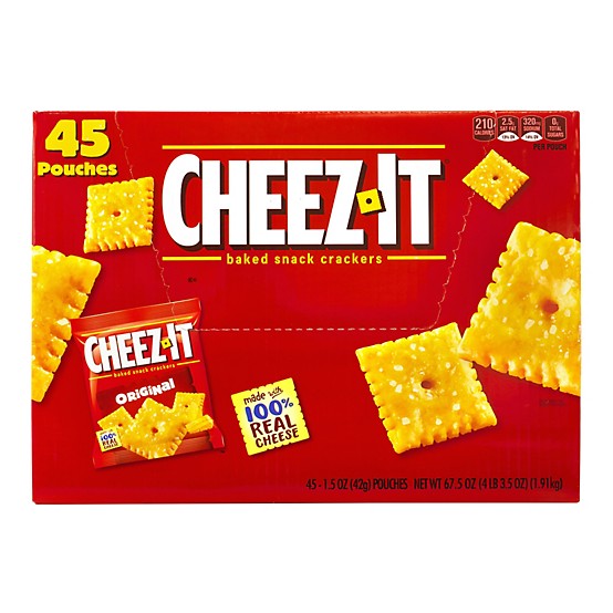 Cheez-It Baked Snack Crackers, Cheddar, 1.5 oz, 45 ct