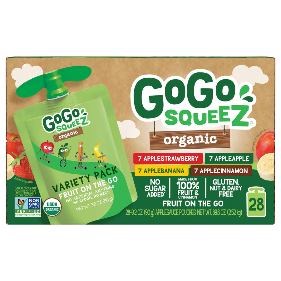 GoGo SqueeZ Organic Applesauce, Assorted Flavor, 3.2 oz