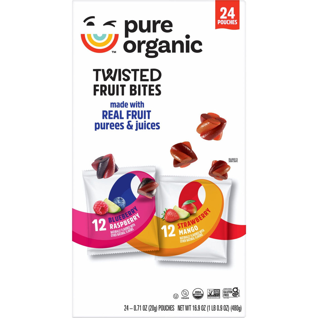 Pure Organic Twisted Fruit Bites, Variety Pack, 0.7 oz, 24-count