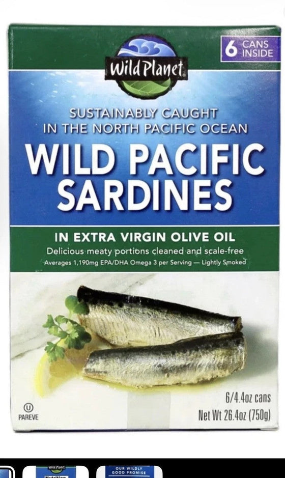 Wild Planet Wild Pacific Sardines in Extra Virgin Olive Oil, 4.4 oz., 6-count