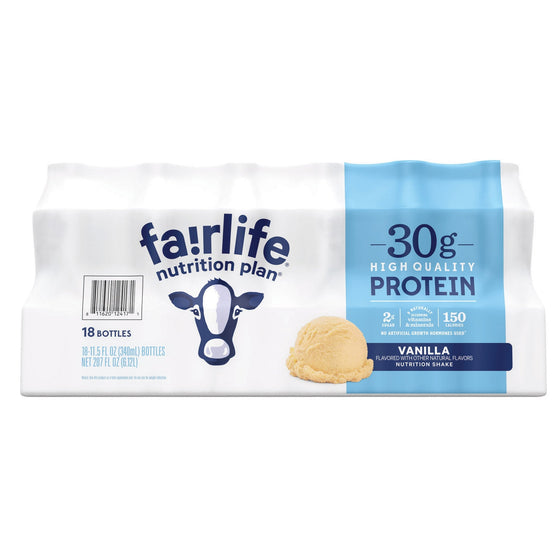 Fairlife Nutrition Plan, 30g Protein Shake, Vanilla, 11.5 fl oz, 18-pack