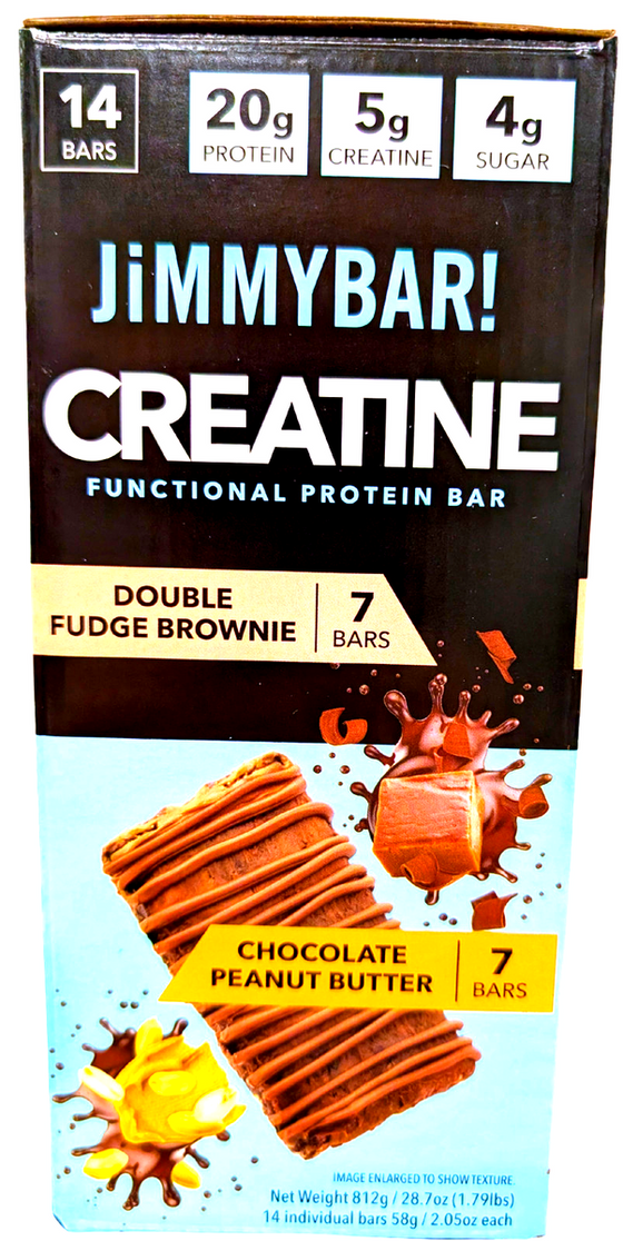 JiMMYBAR Creatine Functional Protein Bar Variety Pack, 2.05 oz, 14-count