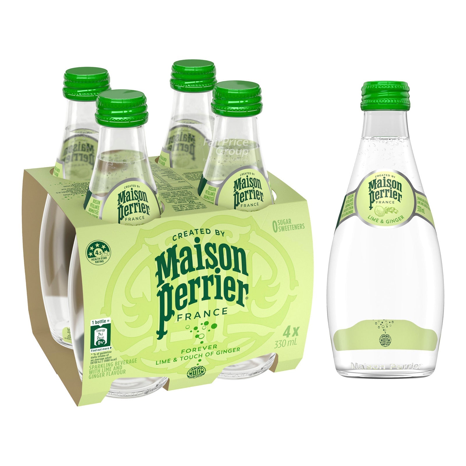 Maison Perrier Lime & Ginger Sparkling Water, 11.15 fl oz, 24-count