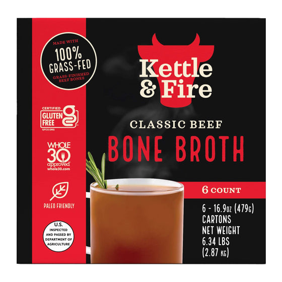 Kettle & Fire Beef Bone Broth, 16.9 oz, 6-count