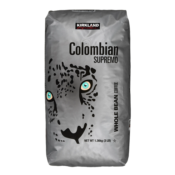 Colombian Supremo Coffee, Whole Bean, 3 lbs