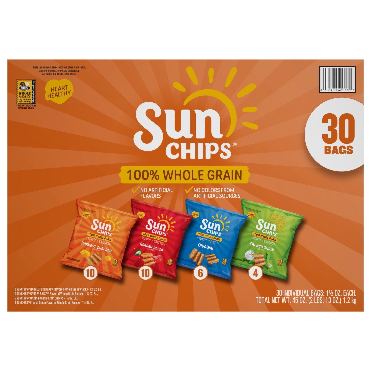SunChips Whole Grain, Variety, 1.5 oz, 30-count