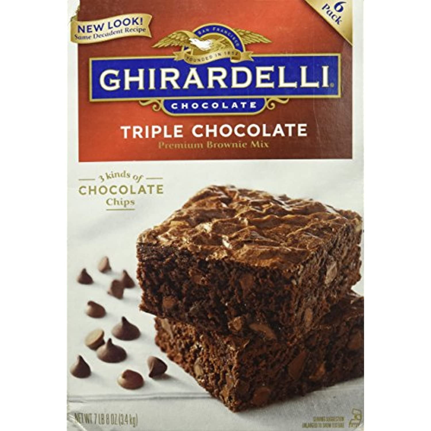 Ghirardelli, Triple Chocolate Premium Brownie Mix, 6-Count