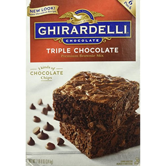 Ghirardelli, Triple Chocolate Premium Brownie Mix, 6-Count