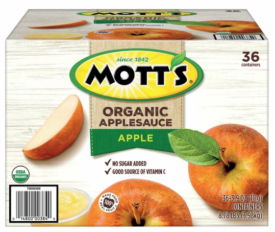 Mott's, Organic Apple Sauce, 3.9 oz, 36-Count