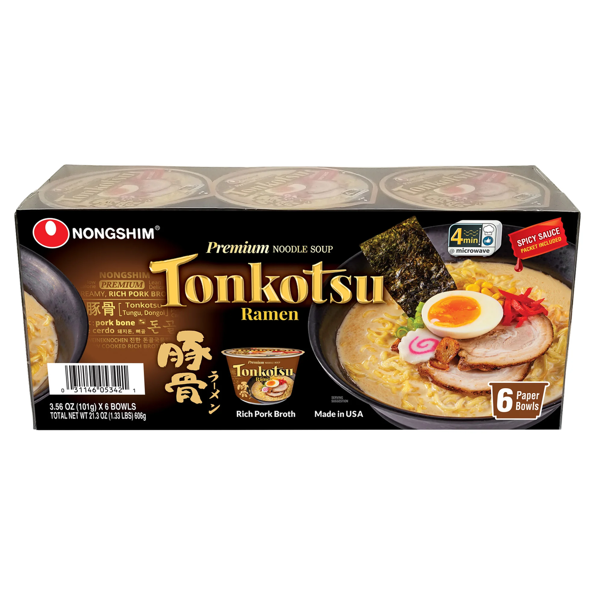 Nongshim Tonkotsu Ramen Bowl, 6-count