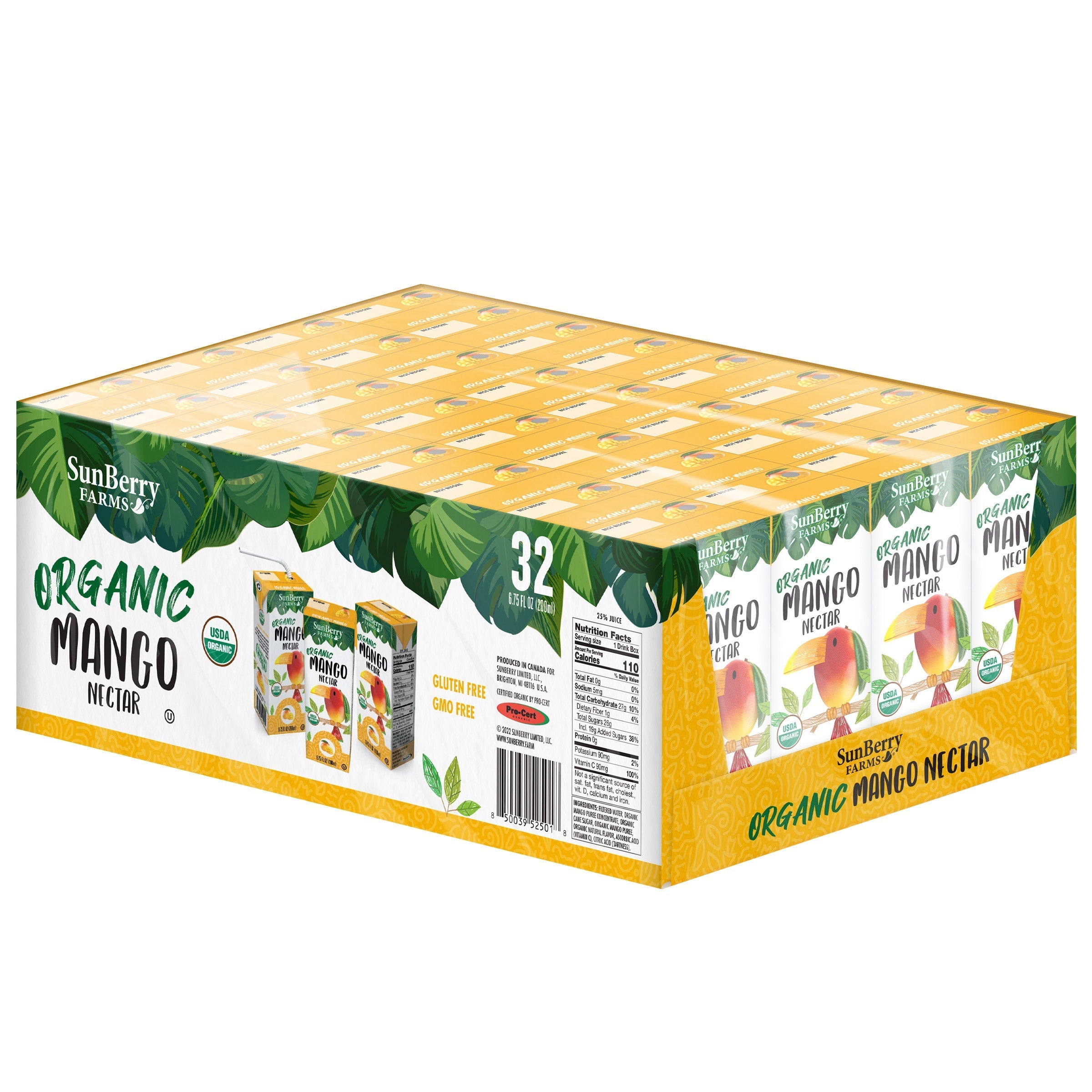 Sunberry Farms Organic Mango Nectar, 6.75 fl oz, 32-count
