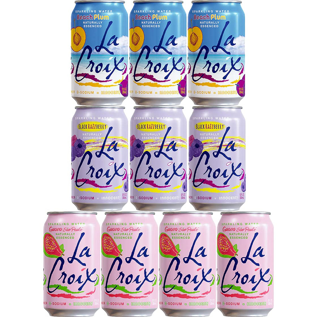 La Croix Sparkling Water, Beach Plum, Guava Sao Paulo and Black Razz Berry Variety Pack, 12 fl oz, 24-count