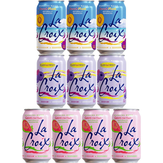 La Croix Sparkling Water, Beach Plum, Guava Sao Paulo and Black Razz Berry Variety Pack, 12 fl oz, 24-count
