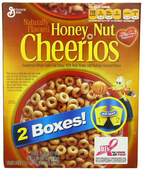 General Mills Honey Nut Cheerios, 27.5 oz, 2-count